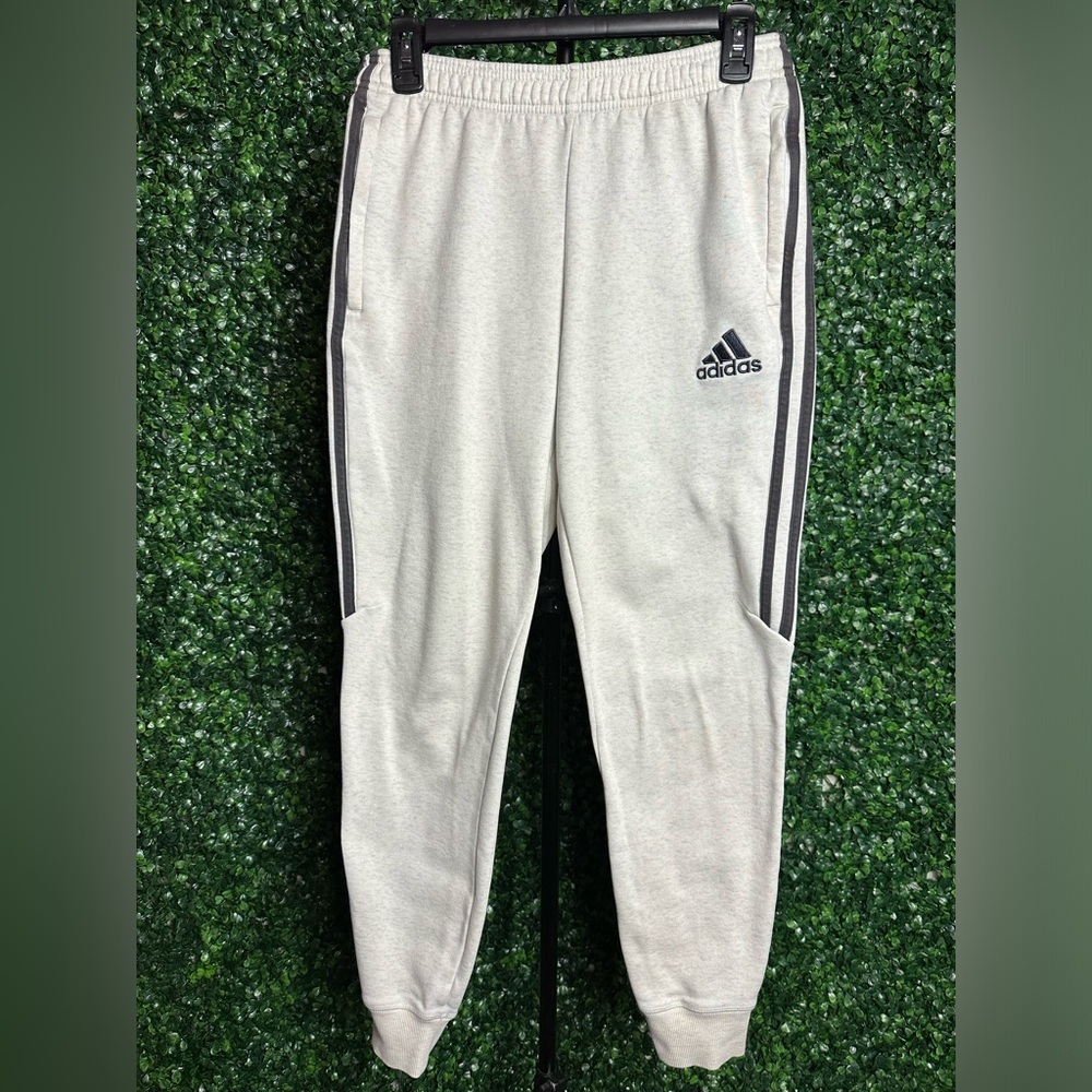 Adidas Men’s Cream and Black Jogger Sweatpants